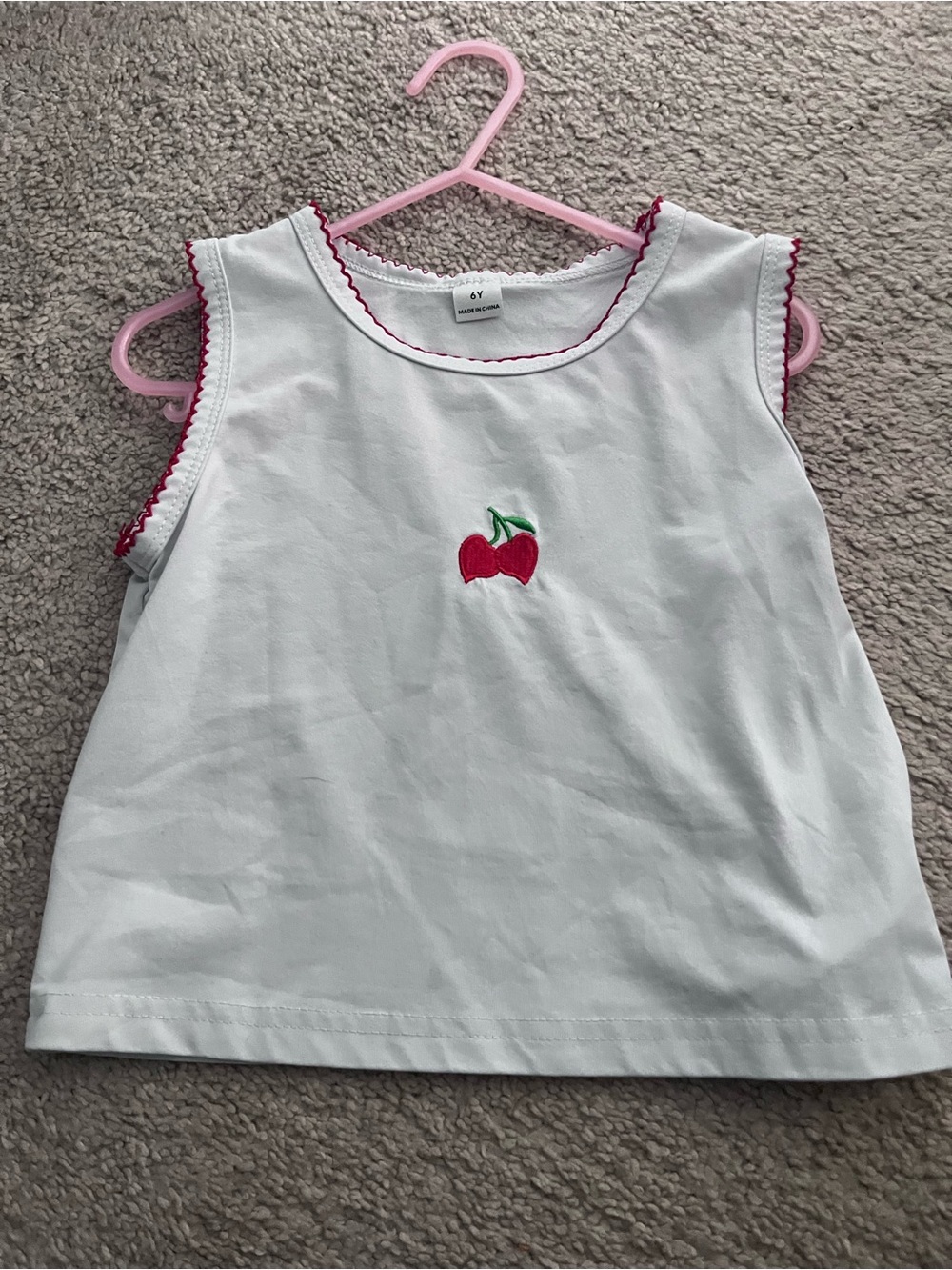 🕸️(10 for $10) White Cherry Embroidered Tank Top